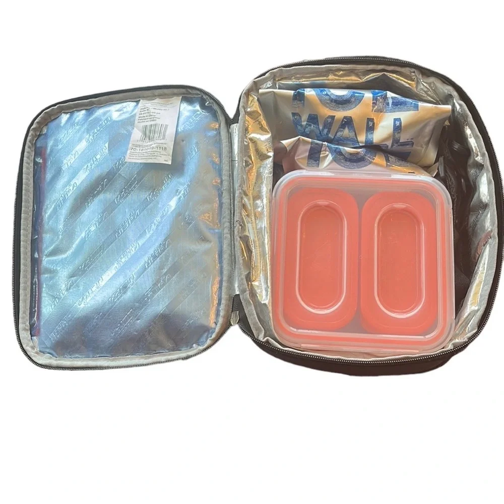 Arctic Zone Expandable Lunch Box with 4 containers & 2 Ice packs - Grey/Orange